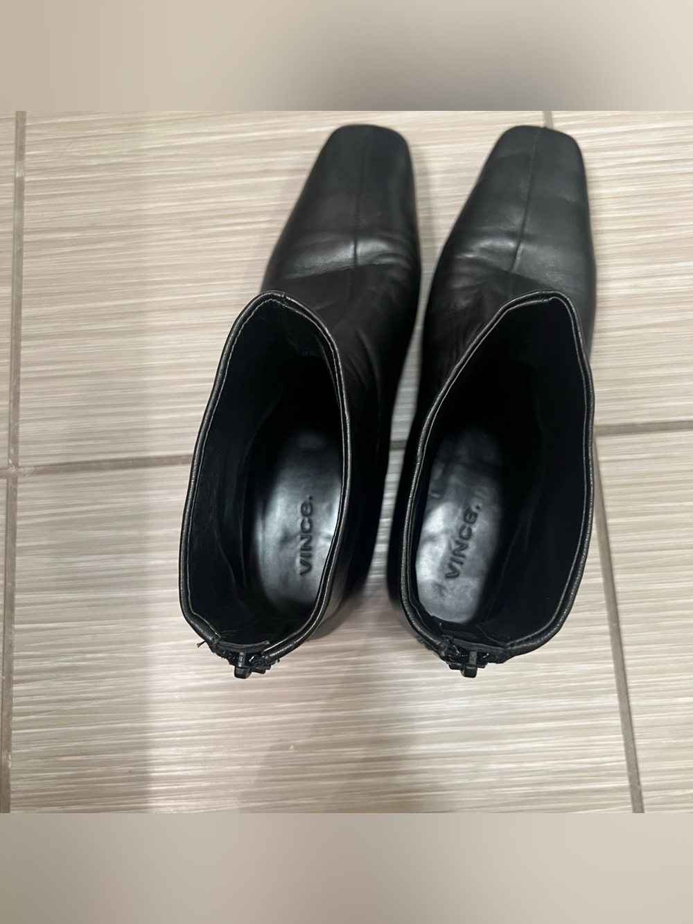 Vince Ness Women's Black Leather Boots Size 6.5 square toe - Picture 8 of 10